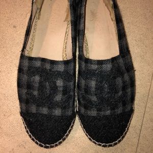 Chanel plaid espadrilles wool quilted 39 9 flats